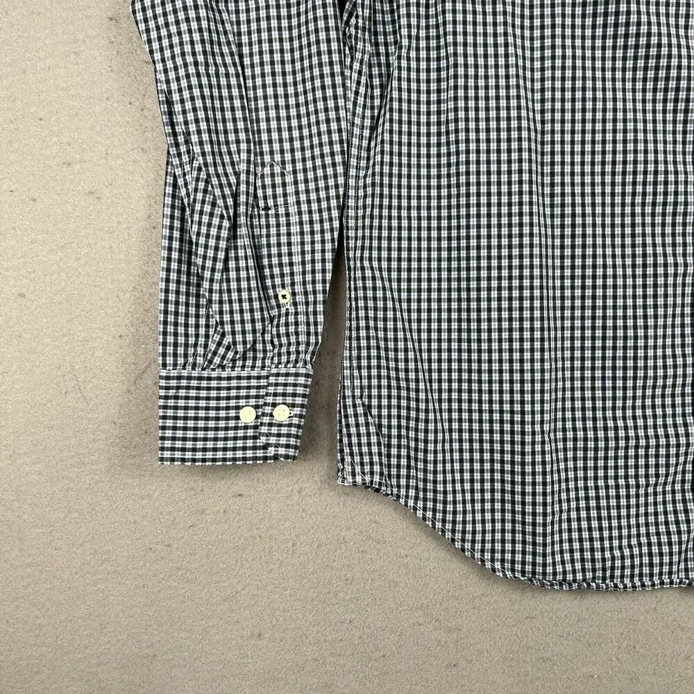 Banana Republic Shirt L Green Plaid‎ Long Sleeve Soft Wash Collared Button Down